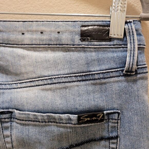 Seven 7 Distressed Side Stripe Skinny Jeans Size 6 - Picture 5 of 7
